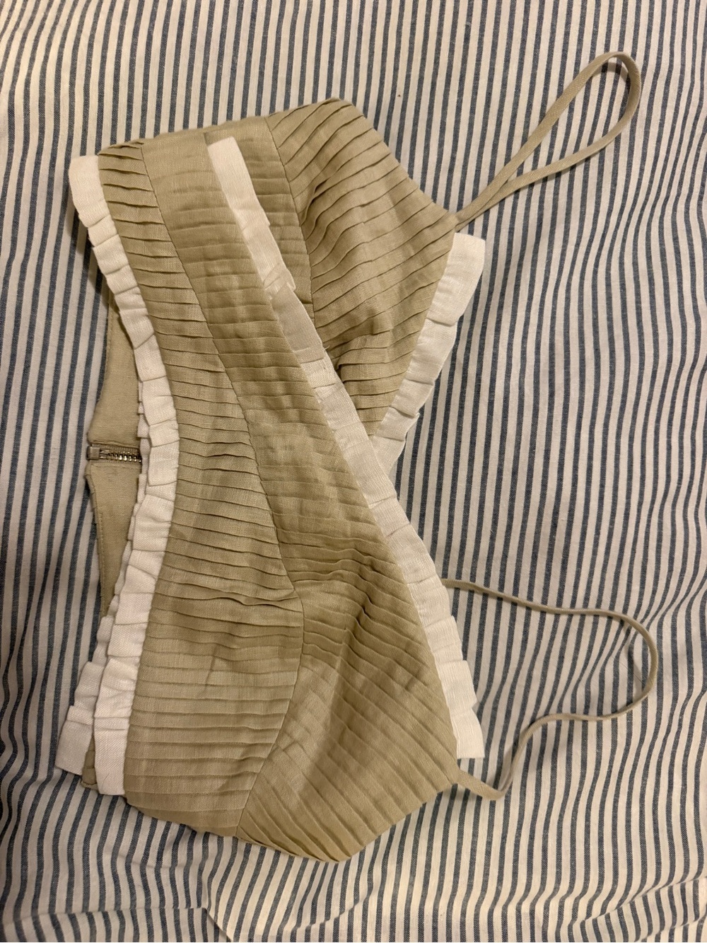 Beige and White Ruffle-Trim Girls One-Piece Bodysuit